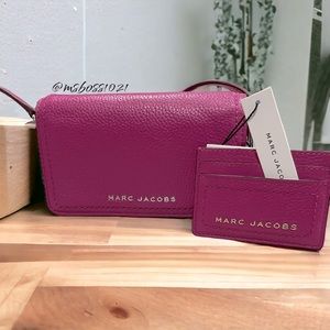 Marc Jacobs Flap Pebble Leather Small Crossbody Bag in Cactus Flower+Cardholder